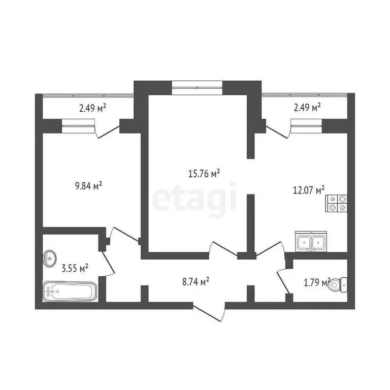 2-комнатная квартира: Тюмень, улица Вадима Бованенко, 4к1 (52.2 м) - Фото 0