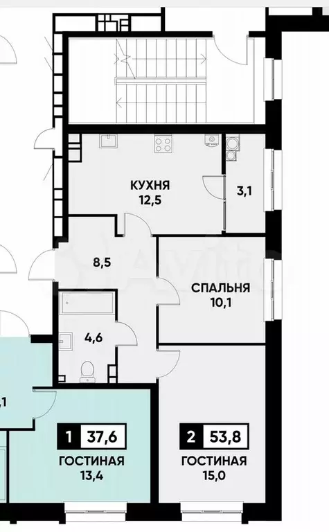 2-к. квартира, 55 м, 9/12 эт. - Фото 0