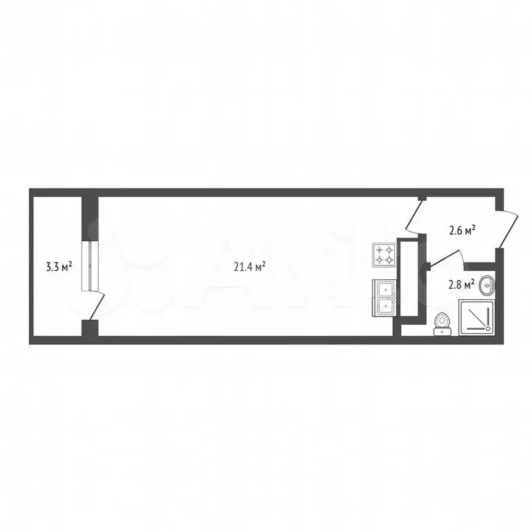 Квартира-студия, 26,9 м, 16/25 эт. - Фото 0