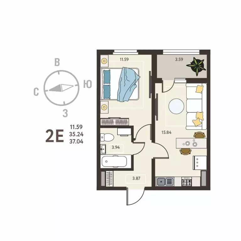 1-к кв. Воронежская область, с. Новая Усмань, Ольха мкр  (37.04 м) - Фото 1