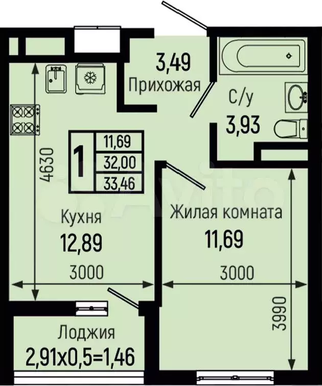 1-к. квартира, 33,5 м, 10/18 эт. - Фото 0