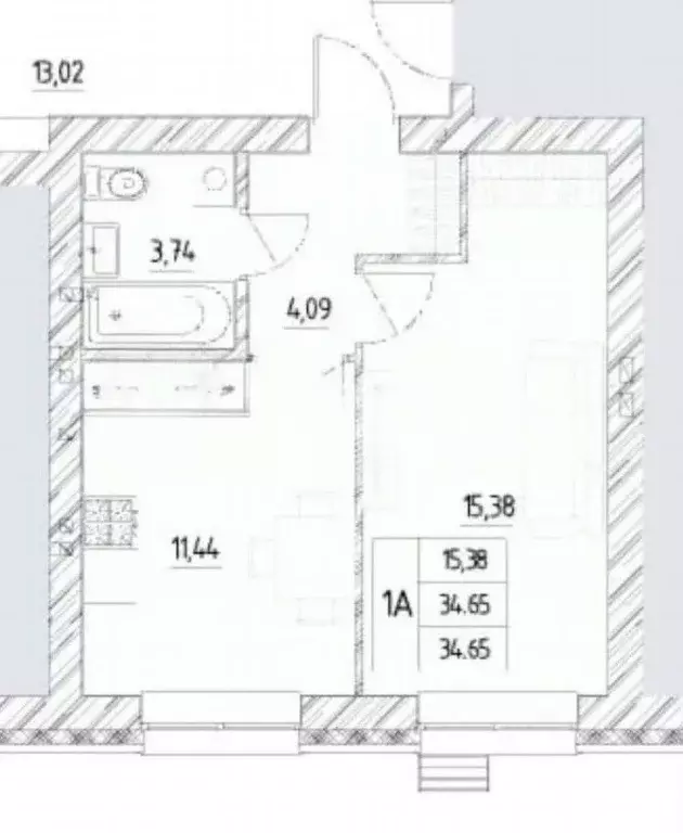 1-к кв. Татарстан, с. Высокая Гора ул. Вторая Ударная, 6 (34.6 м) - Фото 0