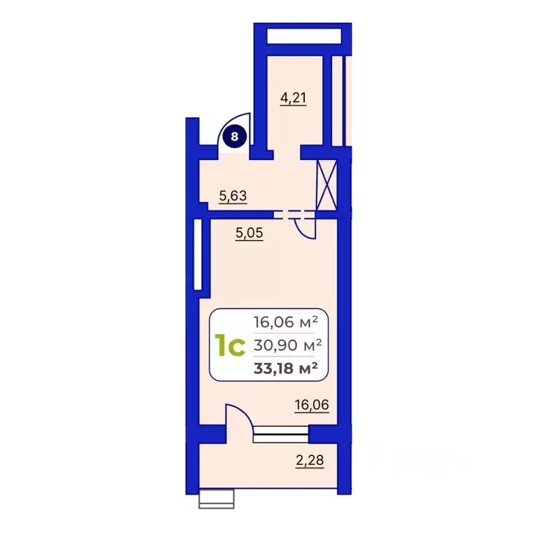1-к кв. Башкортостан, Уфа Йондоз мкр,  (33.18 м) - Фото 1