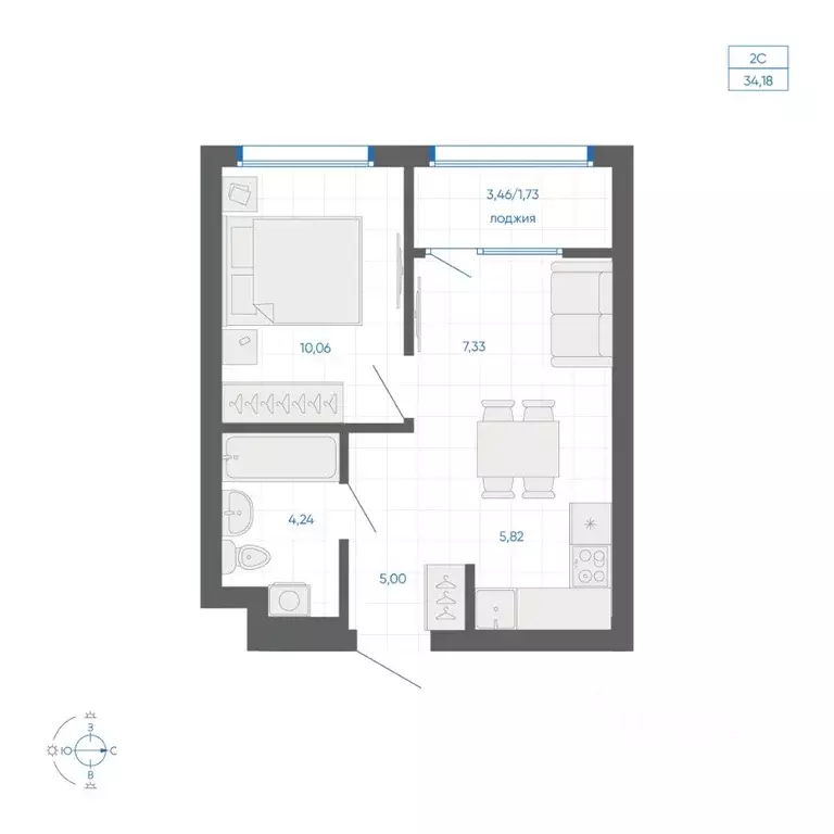 1-к кв. Челябинская область, Челябинский городской округ, пос. ... - Фото 2