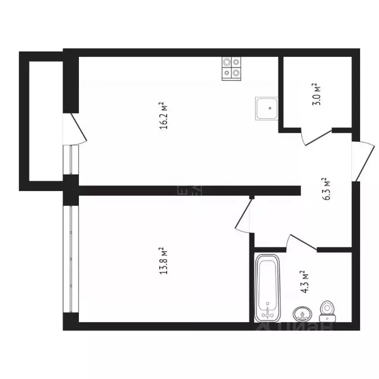 1-к кв. Тюменская область, Тюмень ул. Павла Фитина, 3 (46.6 м) - Фото 2