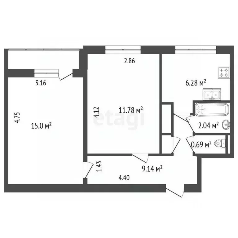 2-к кв. Санкт-Петербург ул. Морской Пехоты, 8К2 (45.2 м) - Фото 0