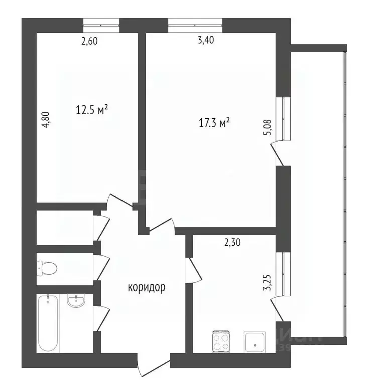 2-к кв. Тюменская область, Тюмень ул. Дружбы, 167 (52.2 м) - Фото 2
