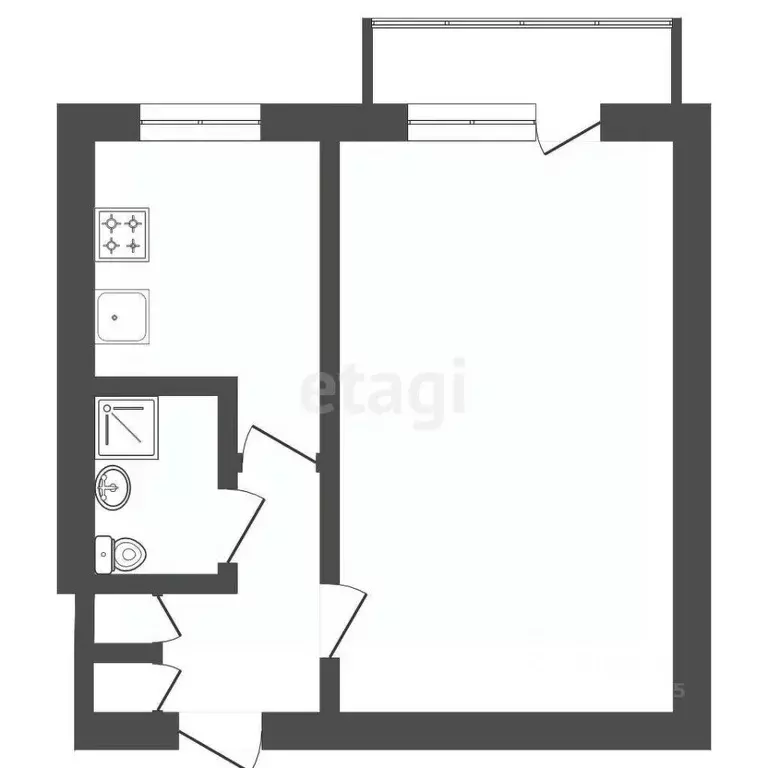 1-к кв. Кемеровская область, Юрга ул. Кирова, 27А (29.0 м) - Фото 1