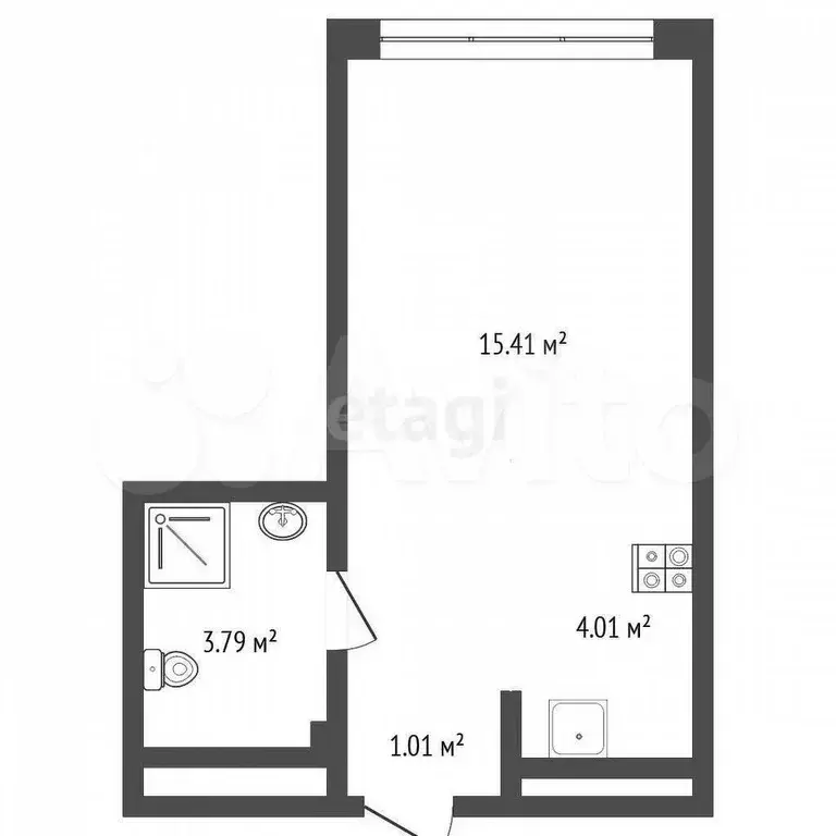 Квартира-студия, 24,2 м, 5/9 эт. - Фото 0