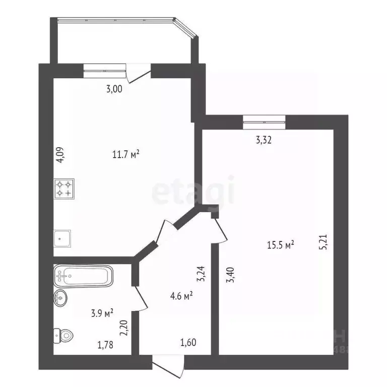 1-к кв. Амурская область, Благовещенск Тополиная ул., 51/1 (35.7 м) - Фото 1