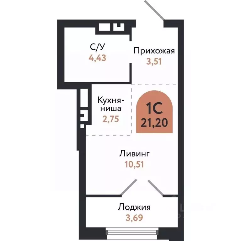 Студия Томская область, Томск Черемошники мкр, ул. Бердская, 14/3 ... - Фото 1