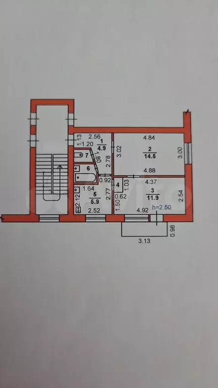 2-к. квартира, 42 м, 5/5 эт. - Фото 0