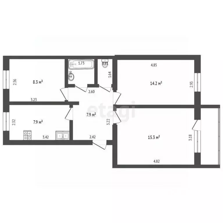 2-к кв. Белгородская область, Белгородский район, Разумное рп ул. ... - Фото 2