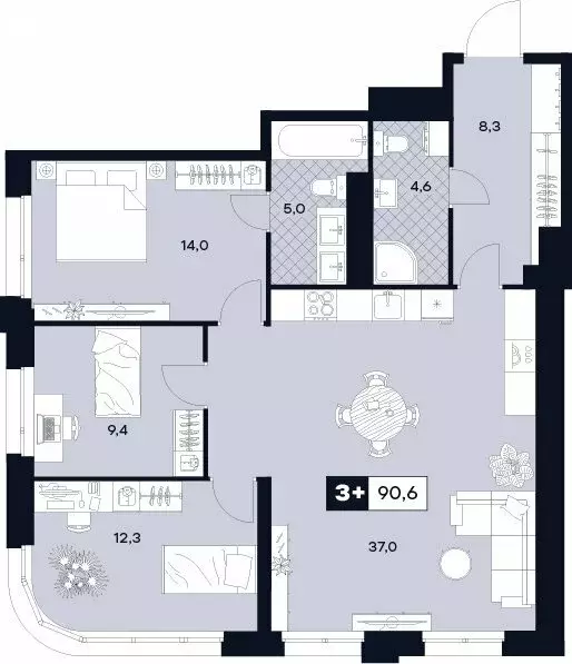 3-комнатная квартира: Москва, Лодочная улица, 27к2 (90.6 м) - Фото 0