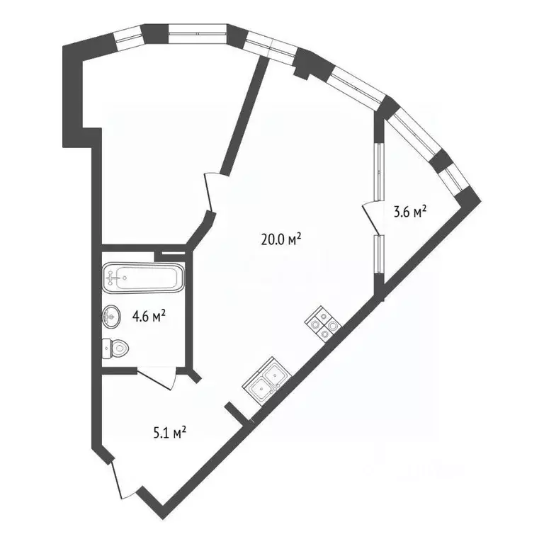 1-к кв. Тюменская область, Тюмень ул. Чернышевского, 2Бк11 (45.7 м) - Фото 1