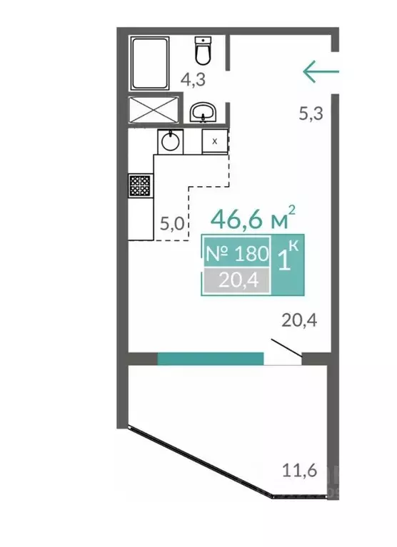 1-к кв. Крым, Евпатория ул. Симферопольская, 2Ф (46.0 м) - Фото 0