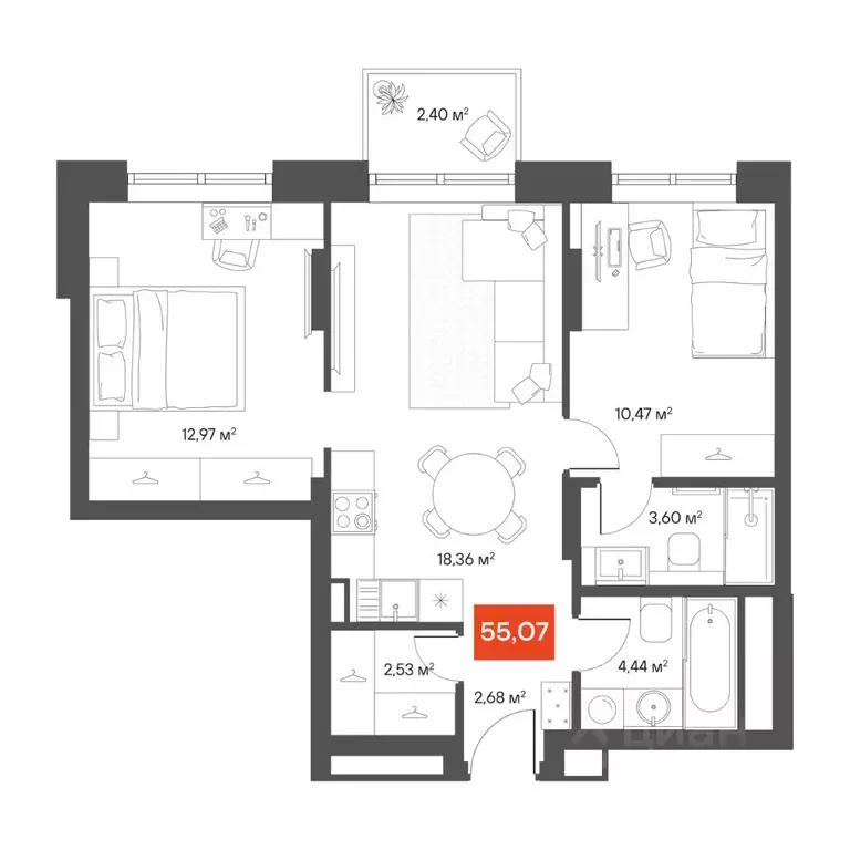 2-к кв. Новосибирская область, Новосибирск Академгородок мкр, ул. ... - Фото 1