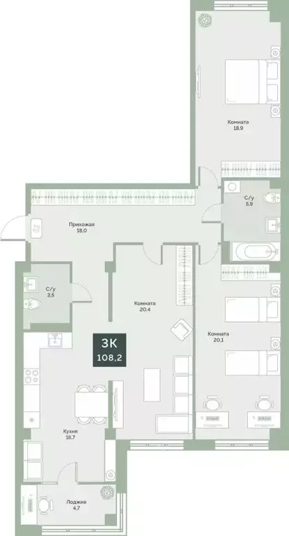 Свободной планировки кв. Курганская область, Курган Заозерный ... - Фото 1