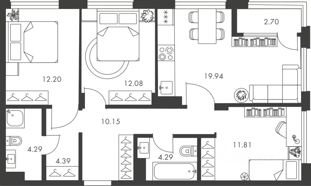 3-к кв. Тульская область, Тула ул. Карпова, 103А (81.85 м) - Фото 0