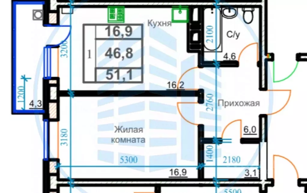 1-к кв. Ставропольский край, Ессентуки ул. Маяковского, 19А (45.9 м) - Фото 1