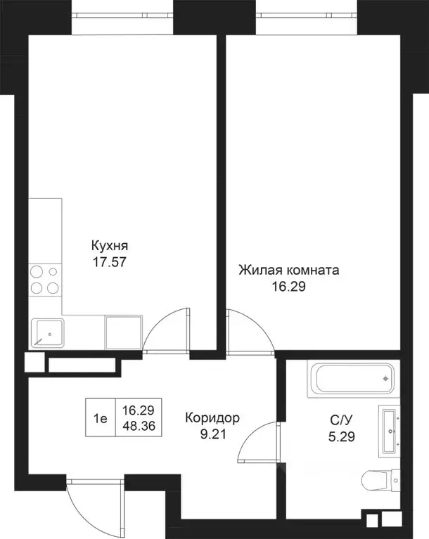 1-к кв. Татарстан, Казань Дом на Исхаки жилой комплекс (48.36 м) - Фото 0