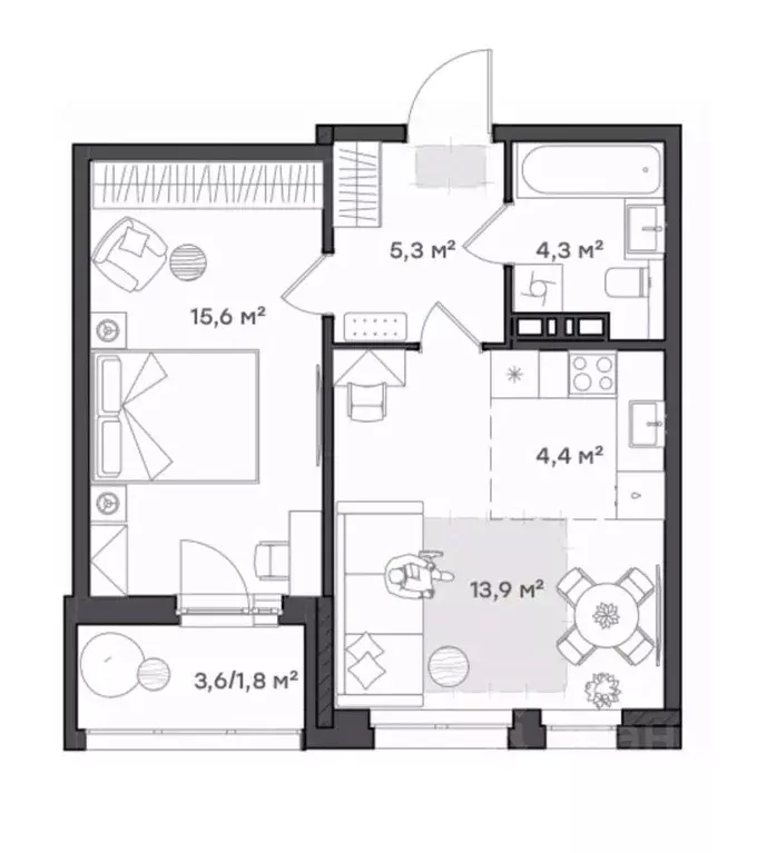 1-к кв. Ярославская область, Ярославль Тутаевское ш., 93Б (45.3 м) - Фото 1