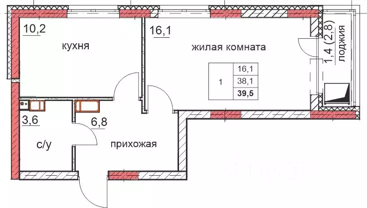 1-к кв. Нижегородская область, Дзержинск Комсомольский мкр,  (38.1 м) - Фото 0