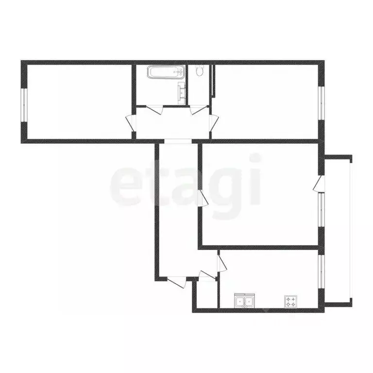 3-к кв. Тюменская область, Тюмень Депутатская ул., 78 (63.8 м) - Фото 2