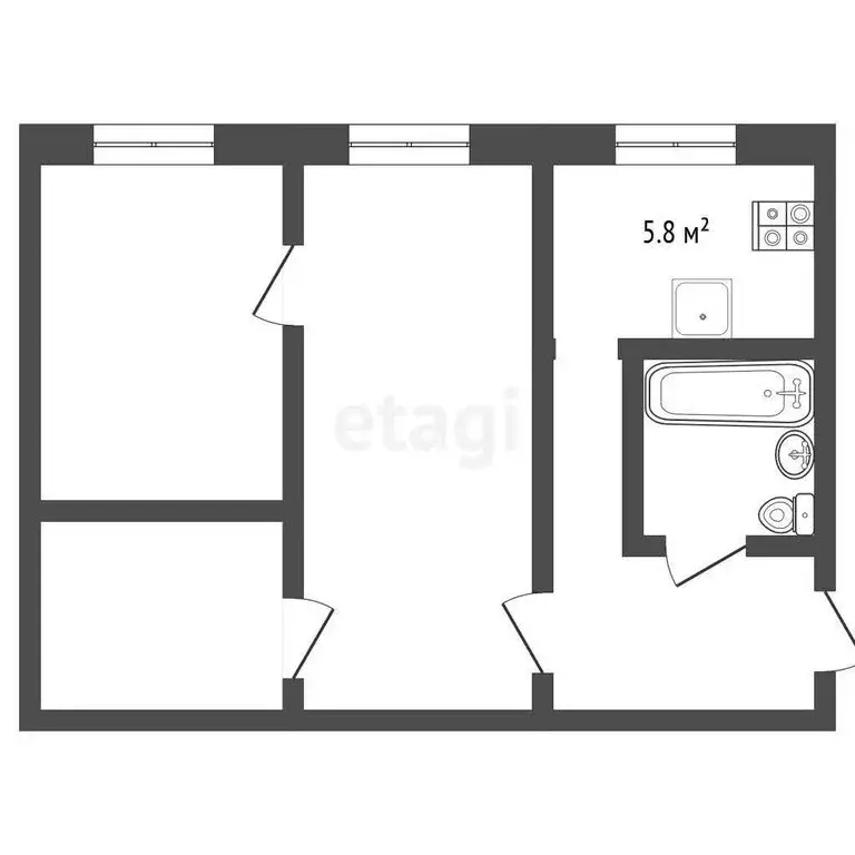 2-комнатная квартира: Лениногорск, проспект Ленина, 27 (41.9 м) - Фото 1
