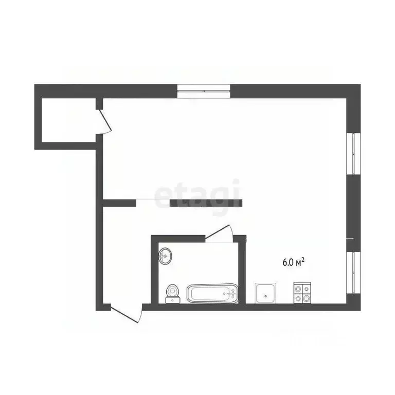 1-к кв. Тюменская область, Тюмень Рижская ул., 55 (32.3 м) - Фото 2