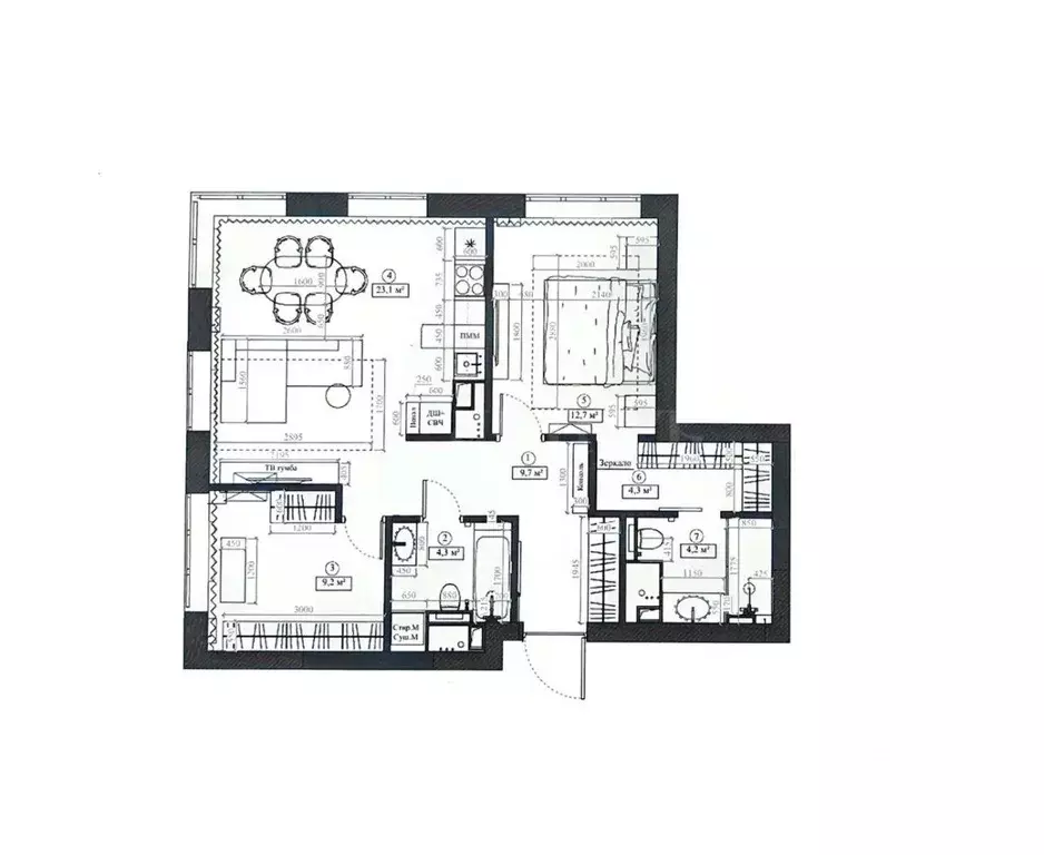 Квартира, 2 комнаты, 71.09 м - Фото 1