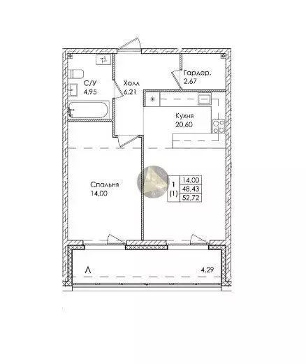 1-комнатная квартира: Сестрорецк, Авиационная улица, 5к4 (48.43 м) - Фото 1