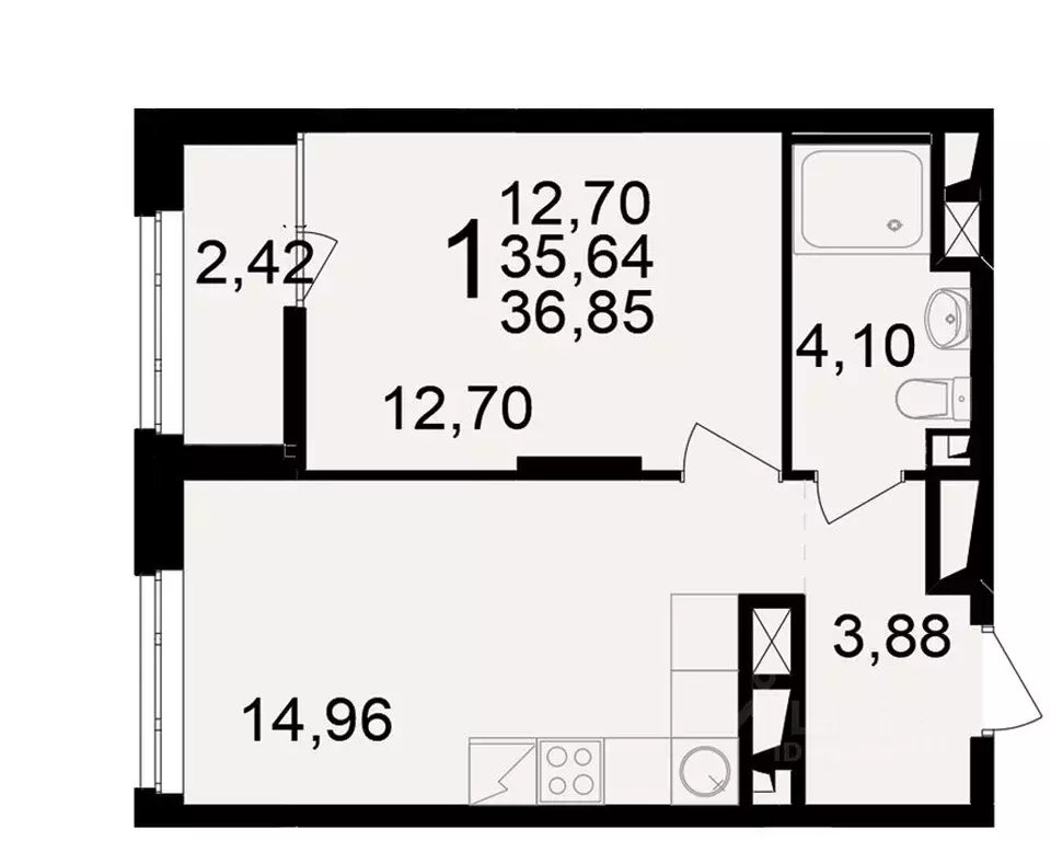 1-к кв. Рязанская область, Рязань ул. Чкалова (35.64 м) - Фото 1