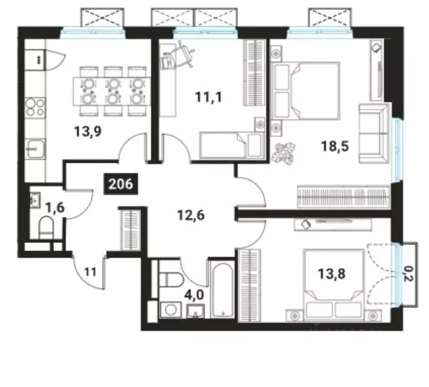 3-к кв. Москва Большая Филевская ул., 3к4 (75.9 м) - Фото 1