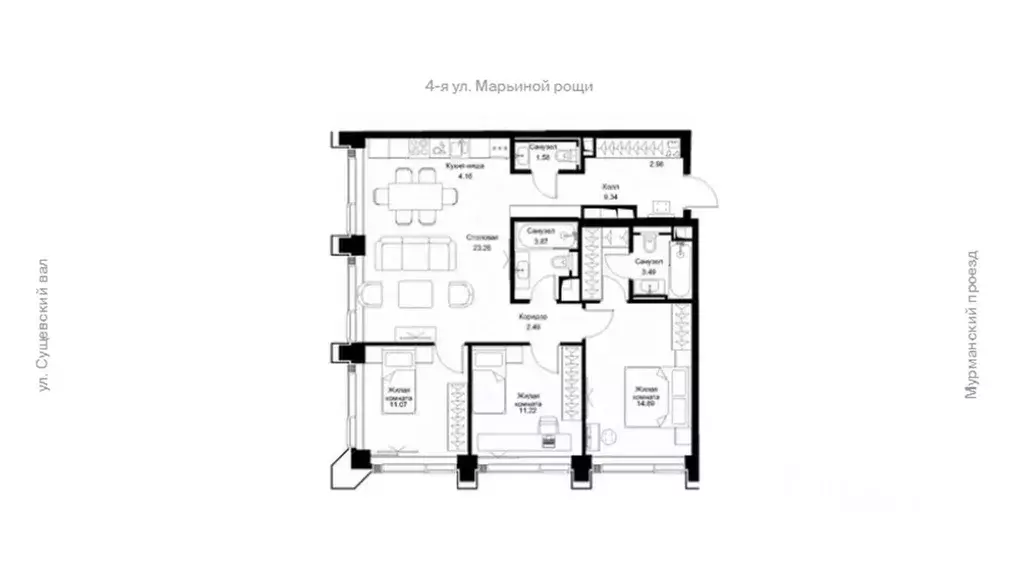 4-к кв. Москва ул. 4-я Марьиной рощи, 12к2 (88.35 м) - Фото 1