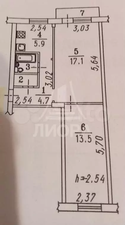 2-к. квартира, 44,7 м, 4/5 эт. - Фото 0