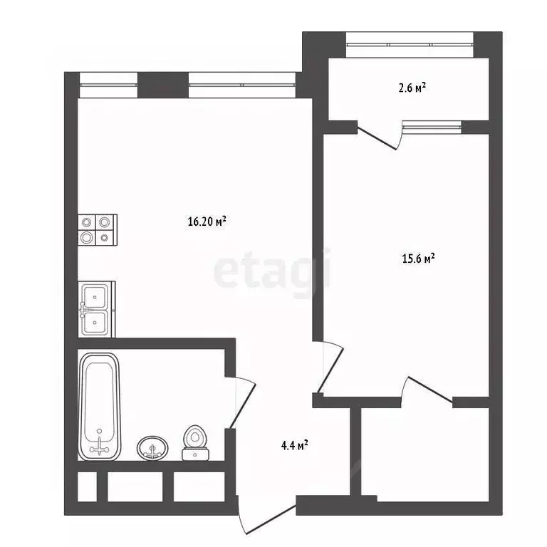 1-к кв. Тюменская область, Тюмень ул. Евгения Войнова, 3 (43.7 м) - Фото 1