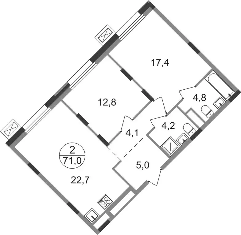 2-комнатная квартира: посёлок городского типа Заречье, Мещерский ... - Фото 1
