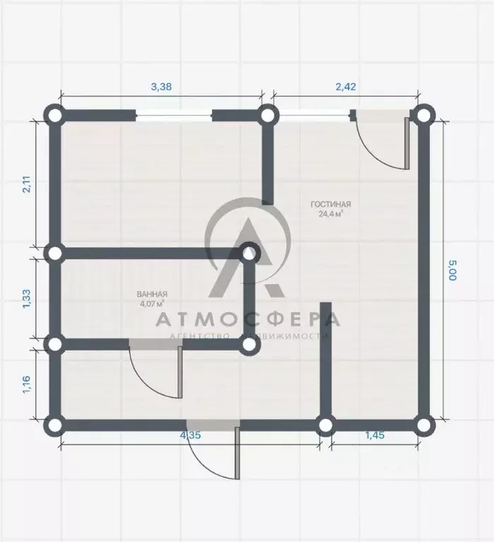 1-к кв. Краснодарский край, Апшеронск Кооперативная ул. (30.3 м) - Фото 2