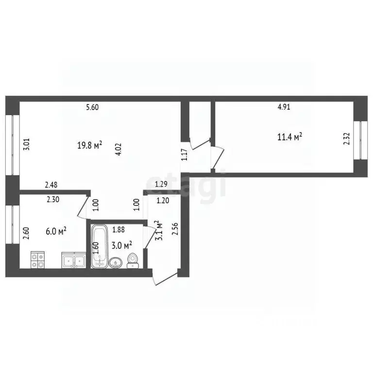2-к кв. Кемеровская область, Новокузнецк Пионерский просп., 43 (43.9 ... - Фото 2