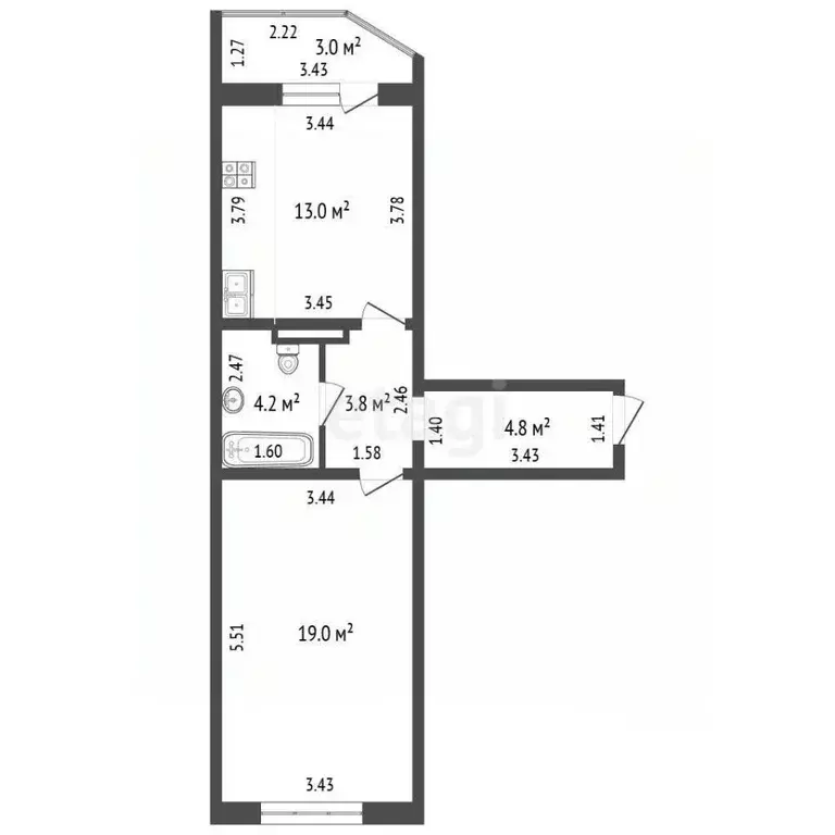 1-к кв. Орловская область, Орел ул. Зареченская, 2к1 (44.8 м) - Фото 0