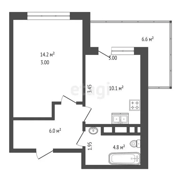 1-комнатная квартира: село Небуг, ЖК Botanica Hills (38.31 м) - Фото 0