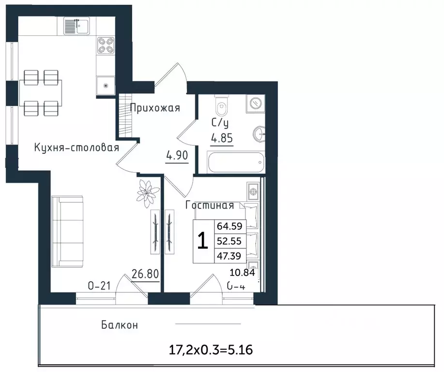 1-к кв. Калининградская область, Янтарный пгт Янтарные Сезоны жилой ... - Фото 1