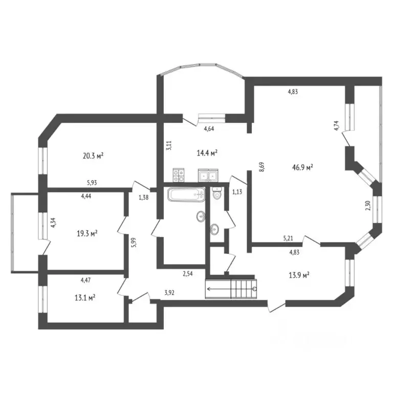 4-к кв. Тюменская область, Тюмень ул. Грибоедова, 15 (172.8 м) - Фото 2