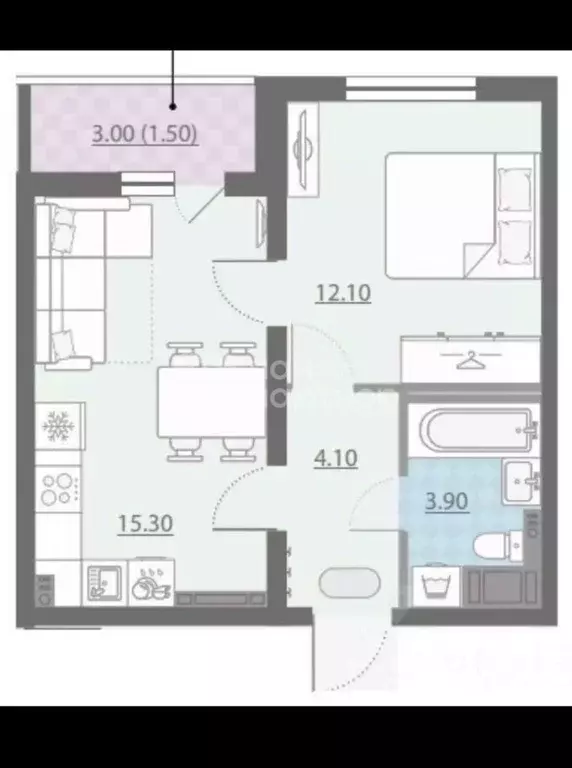 1-к кв. Санкт-Петербург ул. Дыбенко, 7к3 (35.1 м) - Фото 2