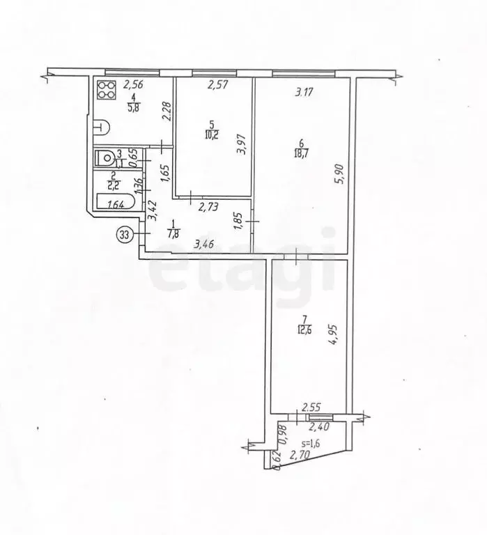 3-комнатная квартира: Дятьково, улица Карла Маркса, 13 (58.4 м) - Фото 0