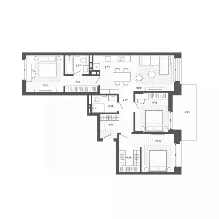 4-к кв. Алтайский край, Барнаул Жилплощадка мкр,  (90.94 м) - Фото 1