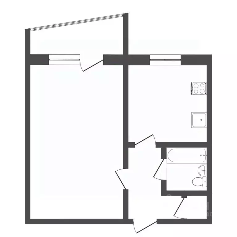 1-к кв. Тюменская область, Тюмень Ялуторовская ул., 12 (33.9 м) - Фото 1