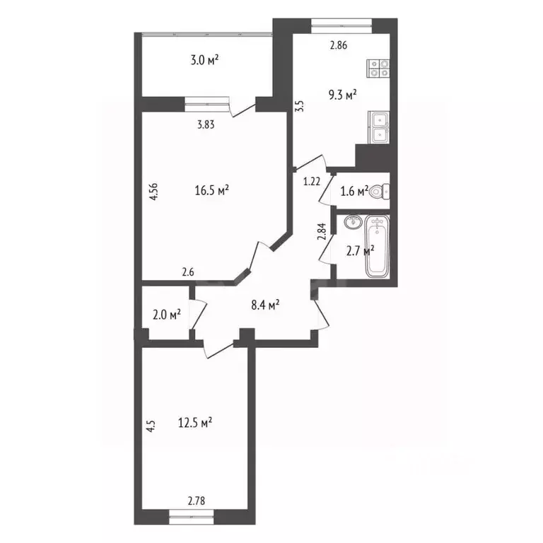 2-к кв. Псковская область, Псков Техническая ул., 14 (53.0 м) - Фото 2