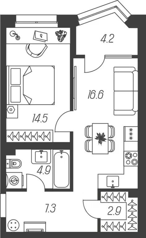 1-к кв. Тульская область, Тула ул. Михеева (50.4 м) - Фото 1